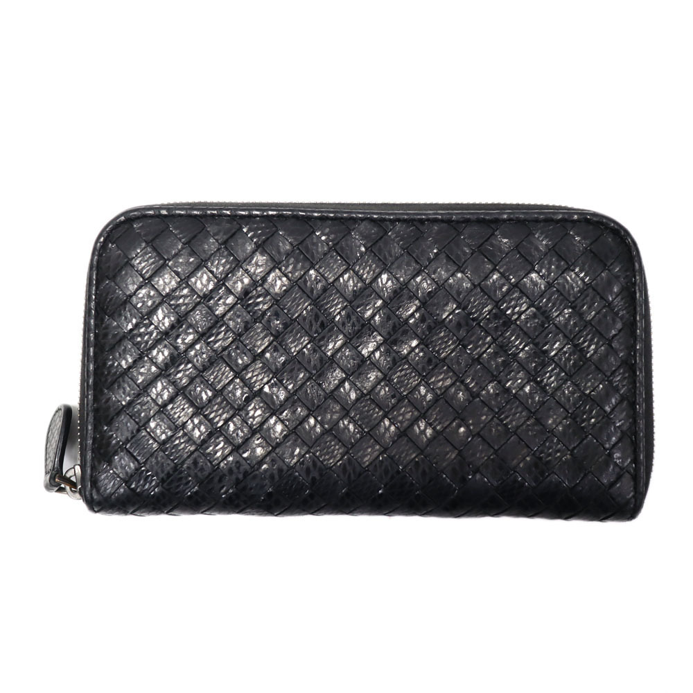 Bottega Veneta Long Around Wallet Zip Black